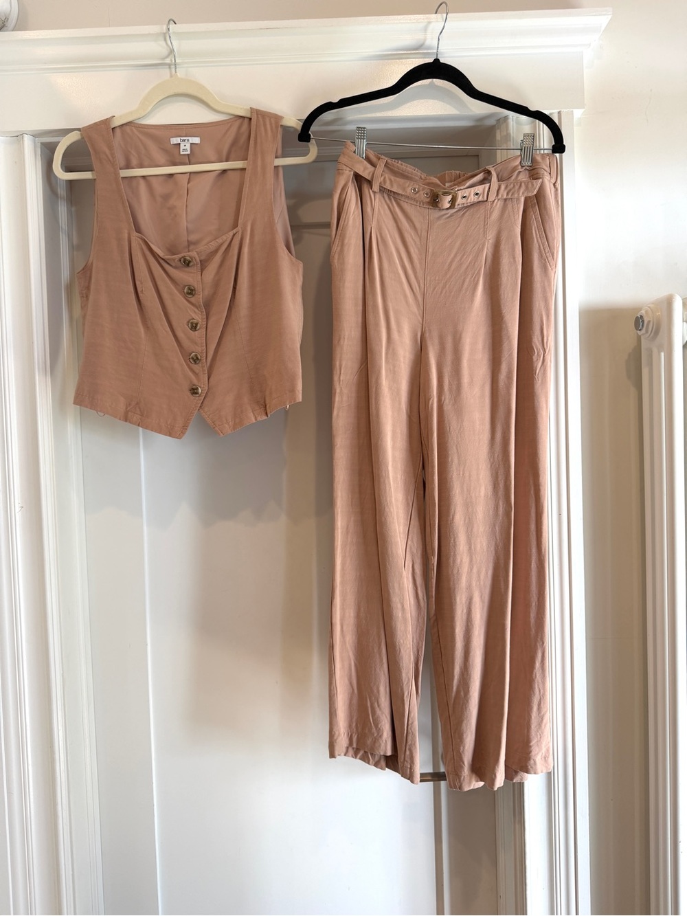 Bar III Blush Two-Piece Wide-Leg Pants and Button Vest Set